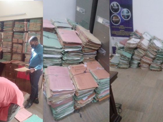 Document Sorting at the Federal Ministry of Works and Housing, Abuja in preparation for Metadata capturing.